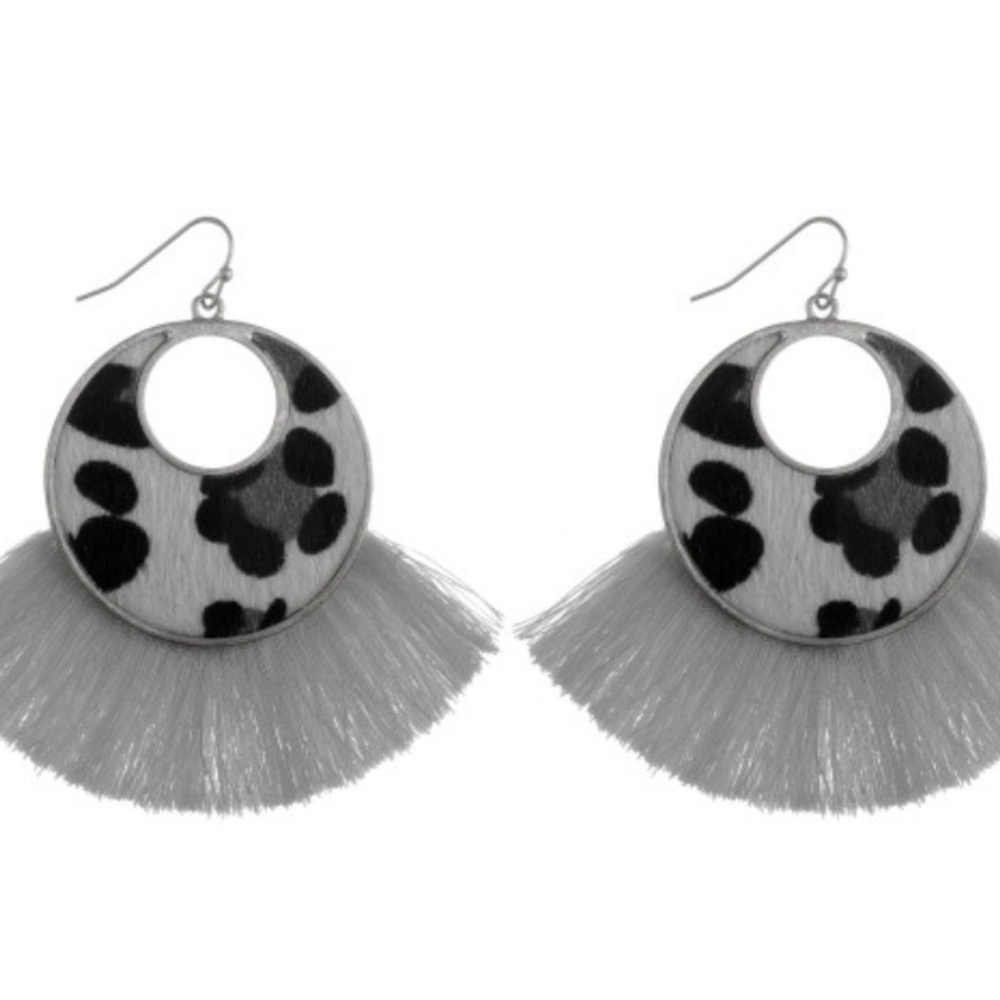 Animal print tassel earrings